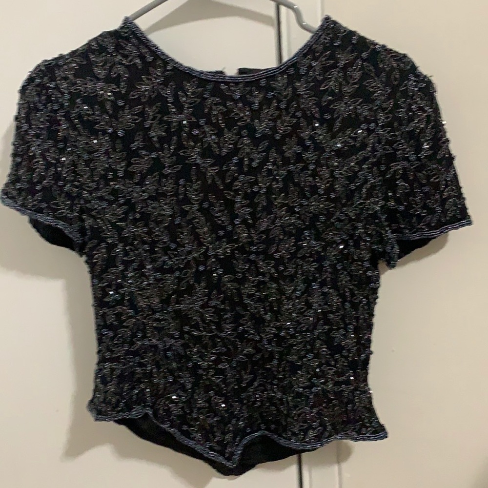 Short sleeved Black sequence Top